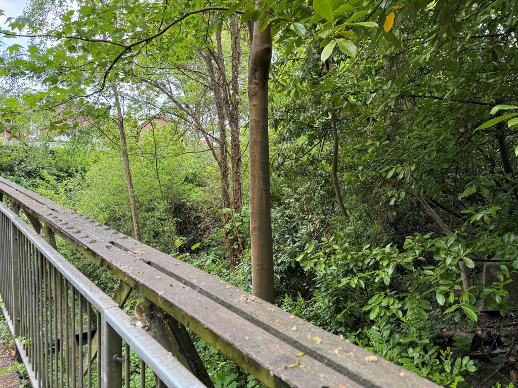 Lot: 38 - 1.6 ACRES OF FORMER RAILWAY LAND WITH POTENTIAL - View from bridge over Land